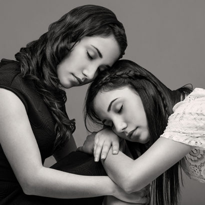 Empathy black white Twins Fashion Photograph by Johnny Kerr