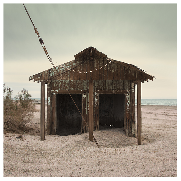 abandoned beach hut ruins at the Salton Sea by Johnny Kerr